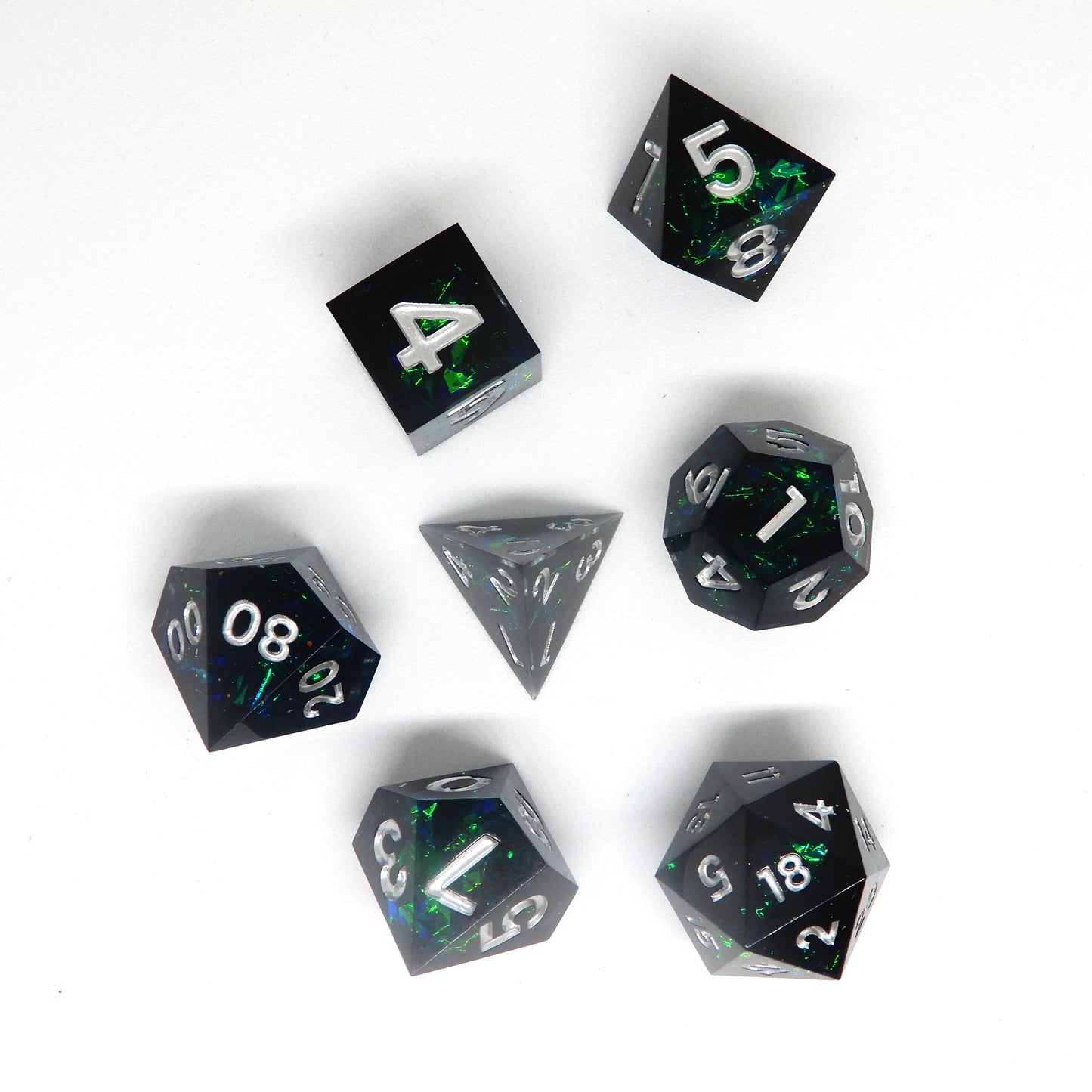 Emerald Abyss Resin Dice Set