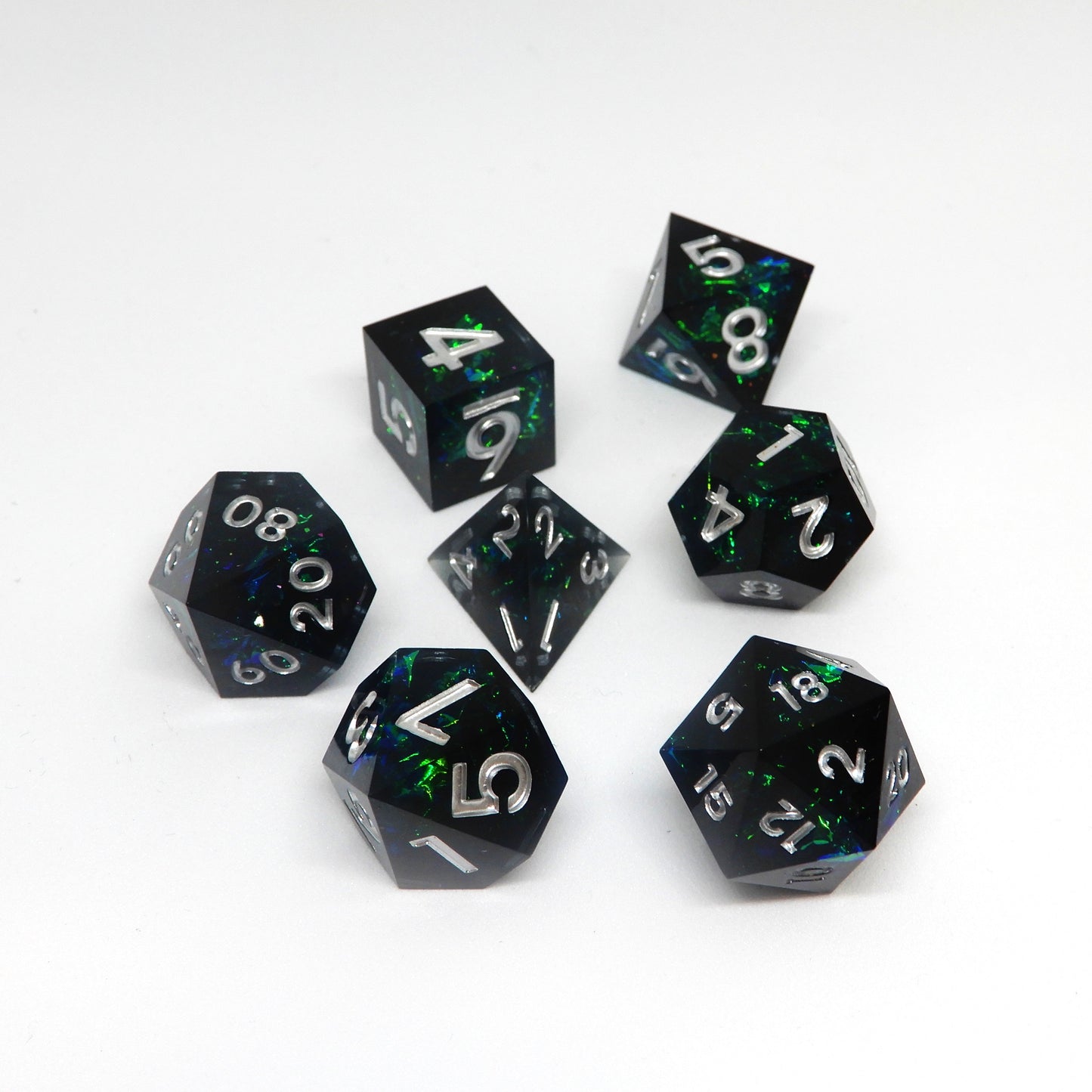 Emerald Abyss Resin Dice Set