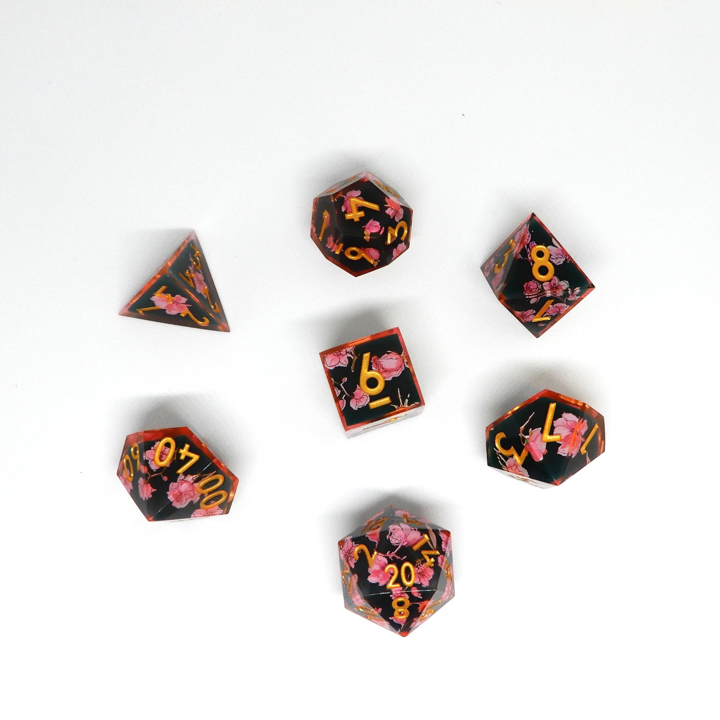 Midnight Sakura Resin Dice Set