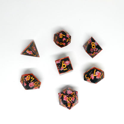 Midnight Sakura Resin Dice Set
