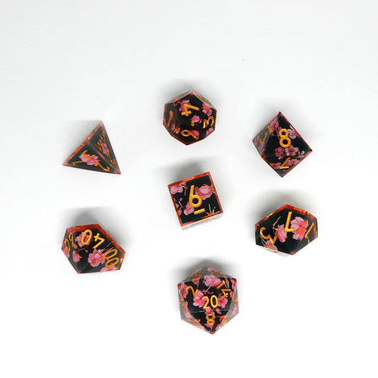 Midnight Sakura Resin Dice Set