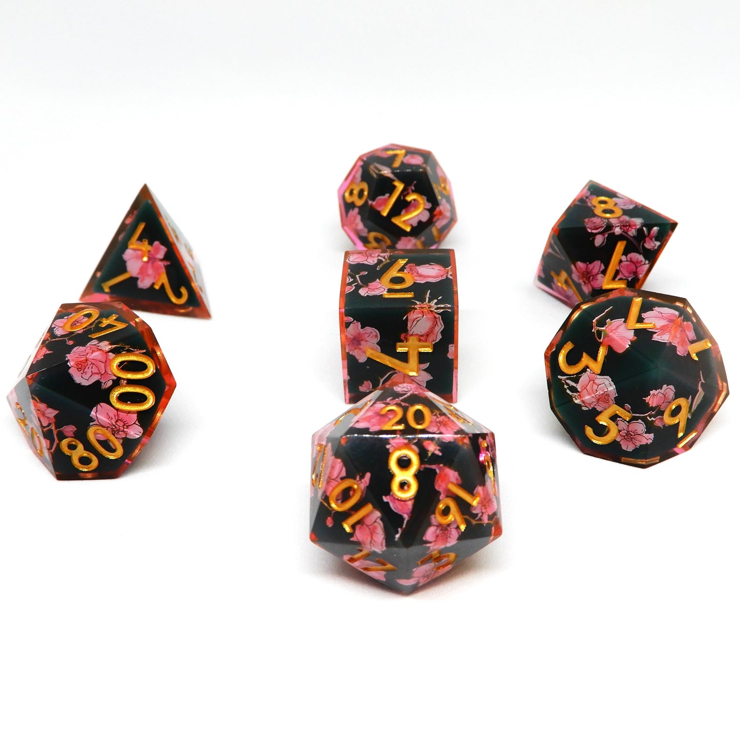 Midnight Sakura Resin Dice Set