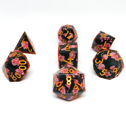 Midnight Sakura Resin Dice Set