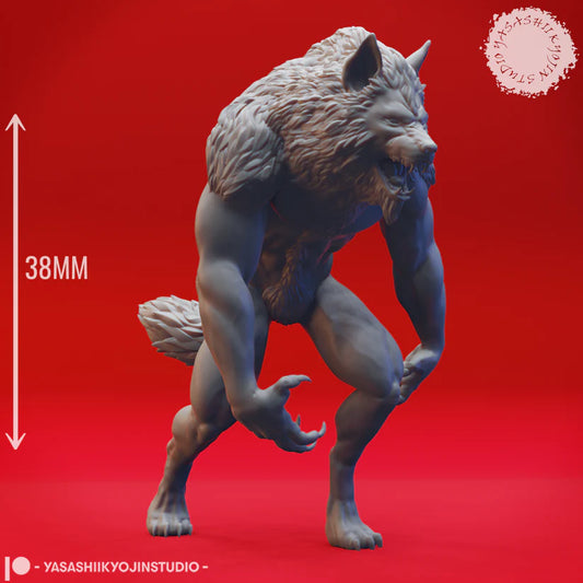 Werewolf - Upright (M) 3D Printed by YKS Miniatures